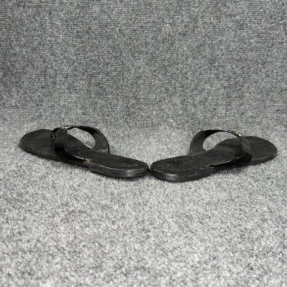 Tory Burch Thora Sandals Women's Size 9 Black Patent Leather Thong Flip Flops - Picture 6 of 11